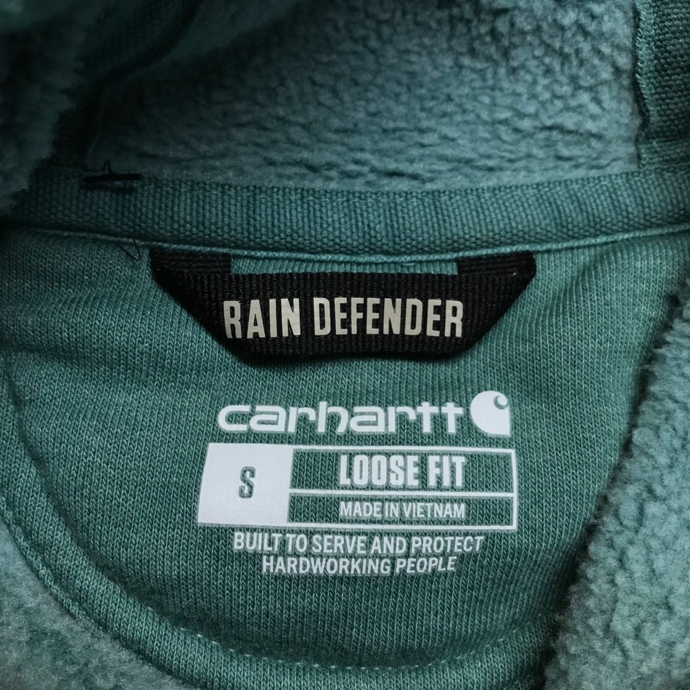 Carhartt Hoodie Sweatshirt Mens Sz S Green Rain Defender Loose Fit Logo Graphic - Picture 3 of 8